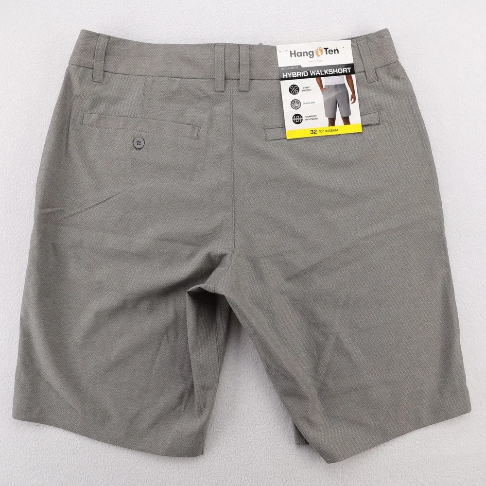 Hang Ten Mens Hybrid Walkshort Grey 4-Way‎ Stretch Quick Dry Shorts Size 32 10in